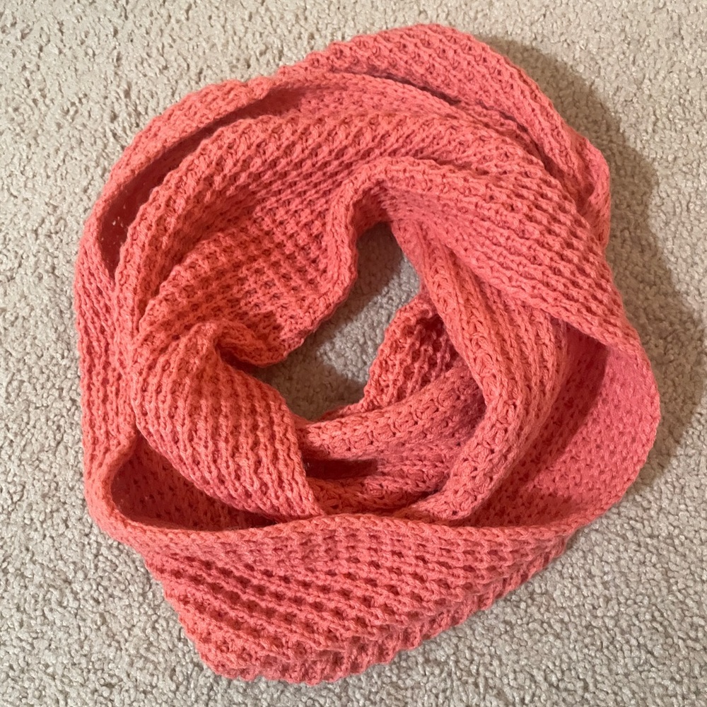 Unbranded Pink Salmon Woven Knit Cozy Chunky Infinity Scarf